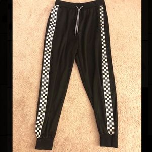 Black checkered joggers